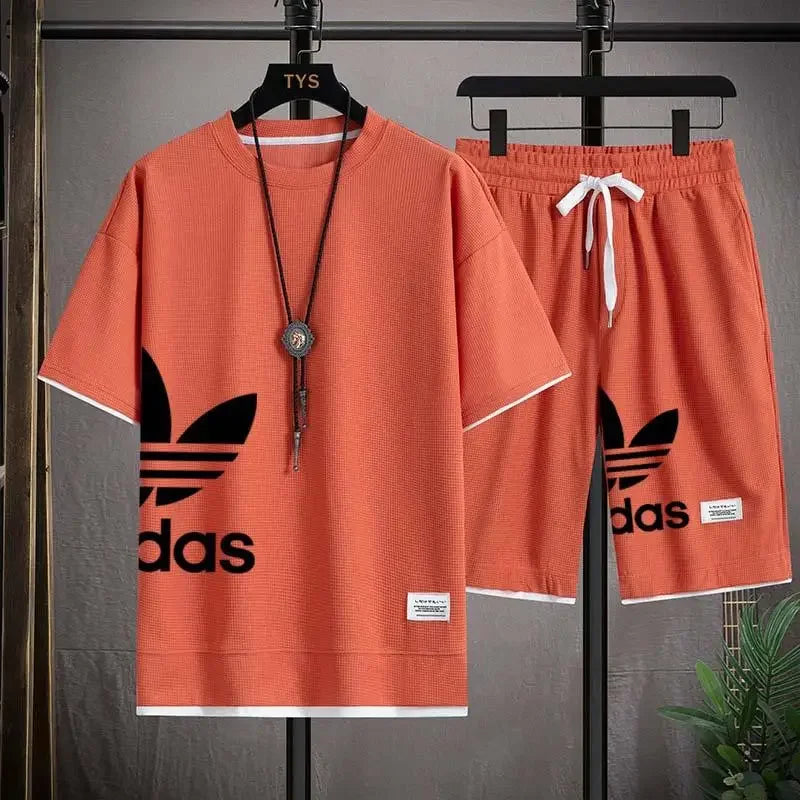 Summer New Men - Summer New Men's pullover sportswear Set, fashionable basketball men's casual short-sleeved T-shirt +