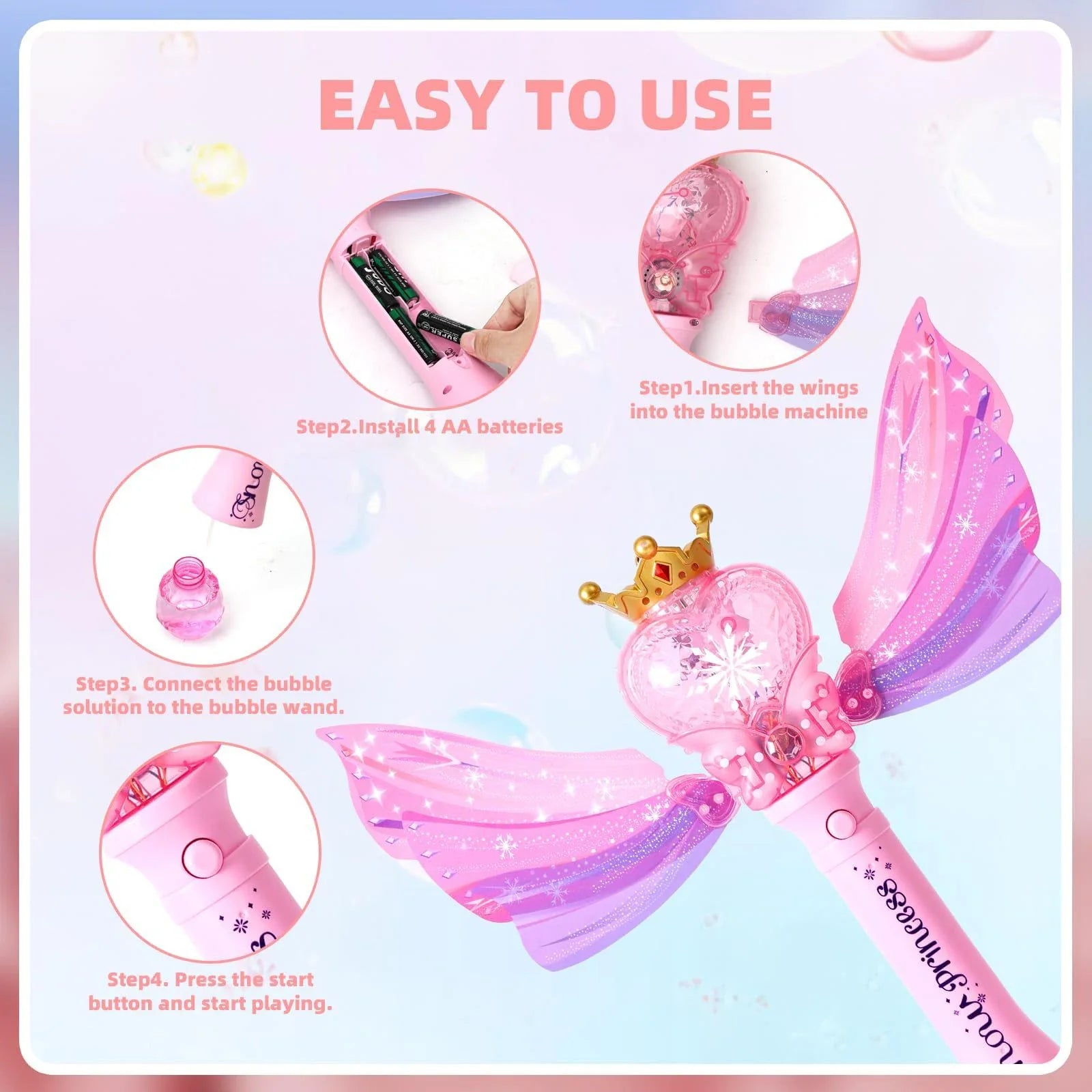 Bubble Wand for Toddlers Bubble Machine Girls Boys Electric heart-shaped Bubble Wand Bubble Maker Bubble Blower Toys Kids Gifts