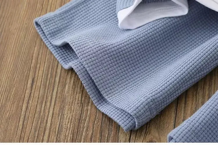 Summer Boy Clothes - Summer Baby Boy Clothes Set Hoodies T-shirts and Shorts Suit Children Girls Waffle Patchwork Top Bottom