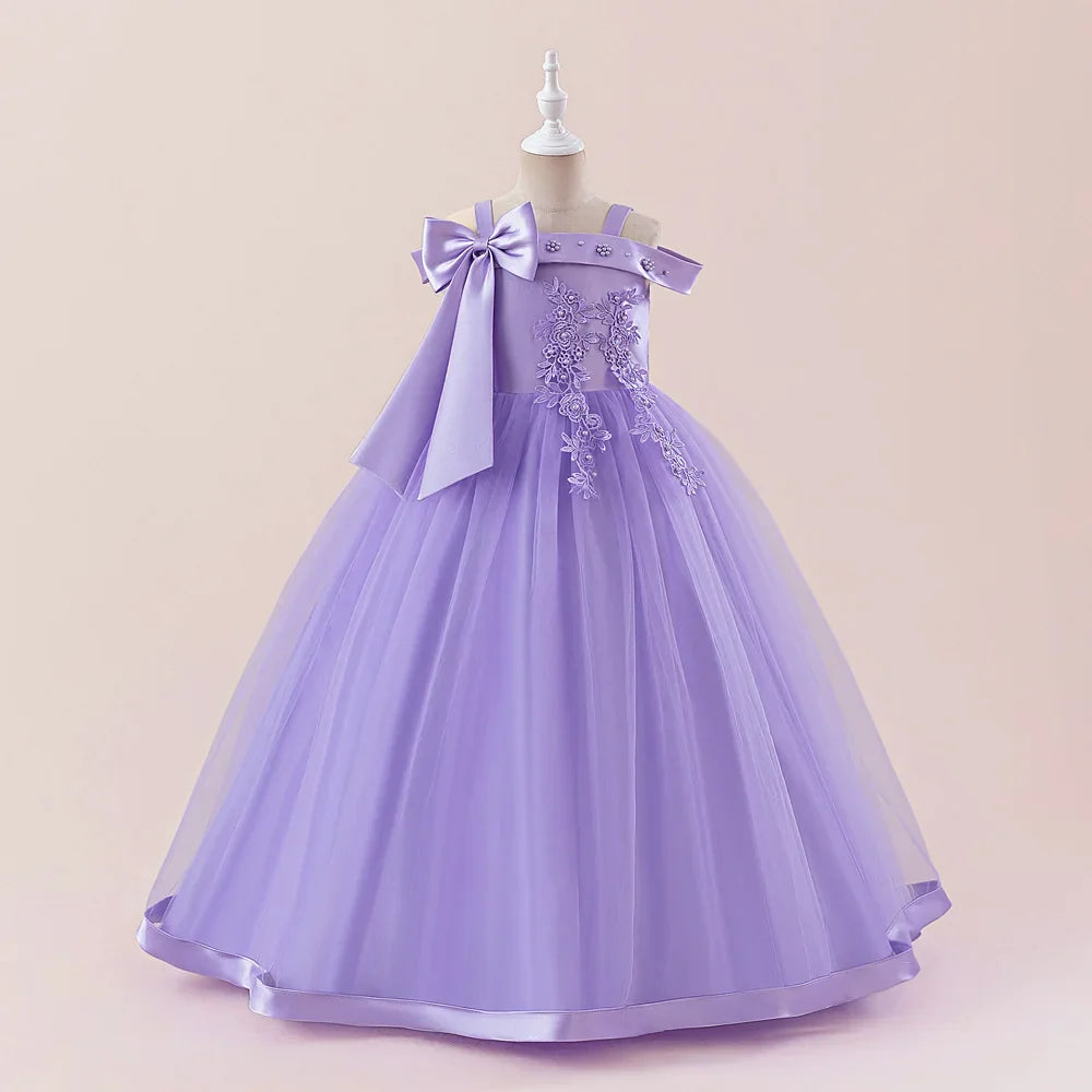 Fashion Bridesmaids Party Girls Dresses Elegant Flower Wedding Princess Dress for Girl Birthday Evening Prom Christmas Costumes