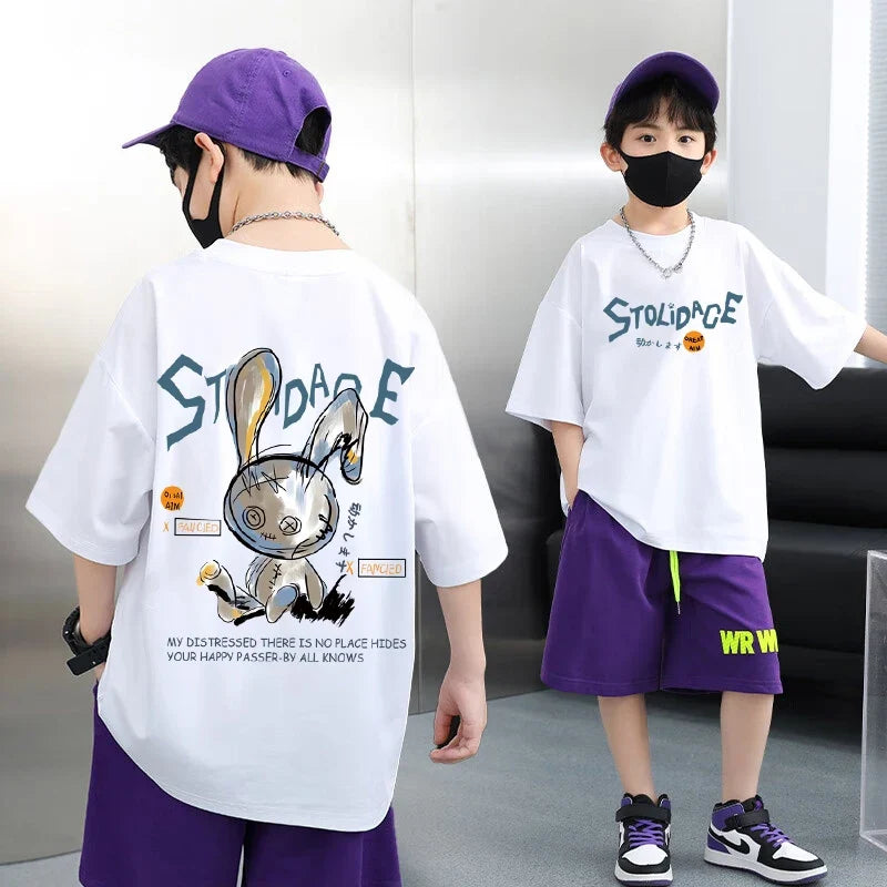 Summer Kids Clothes Short Sleeve T Shirts Boys Clothes Streetwear fashion Print Cartoon T Shirt 100%Cotton Tops Tees