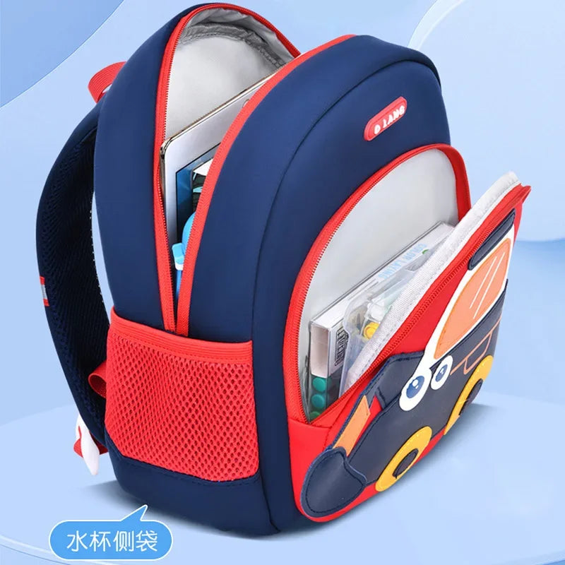 Cute Excavator School Bags for Boys Kids Cartoon School Backpack Breathable Waterproof Kindergarten Bag Mochila Infantil Kawaii
