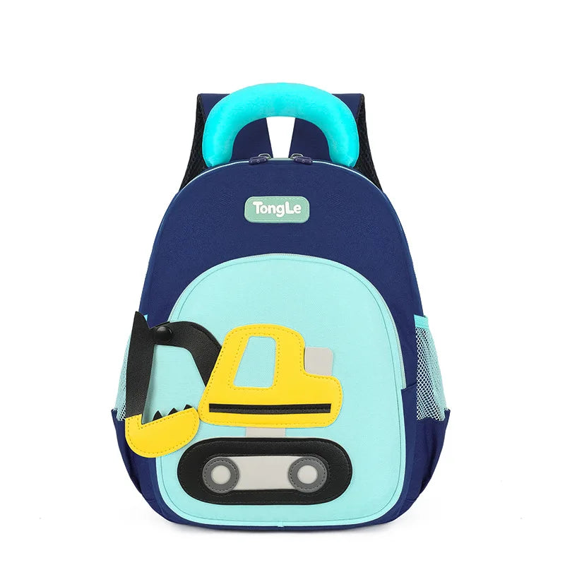 Water-proof Oxford son garden primary school pupil's school bag cartoon cute excavator private shoulders children backpack