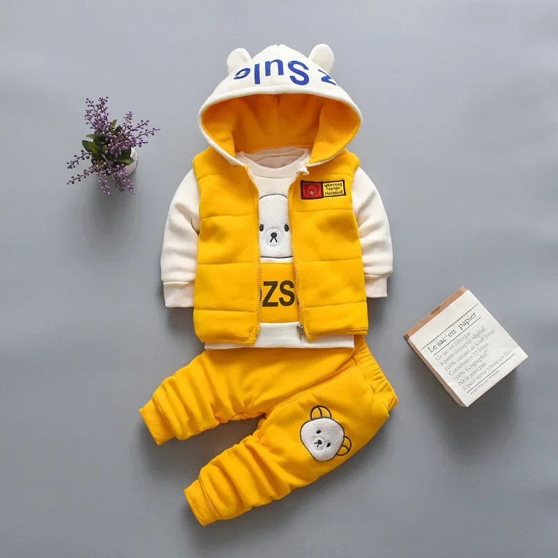 Baby Hooded Tracksuit Set – 3 Piece Autumn Winter Outfit