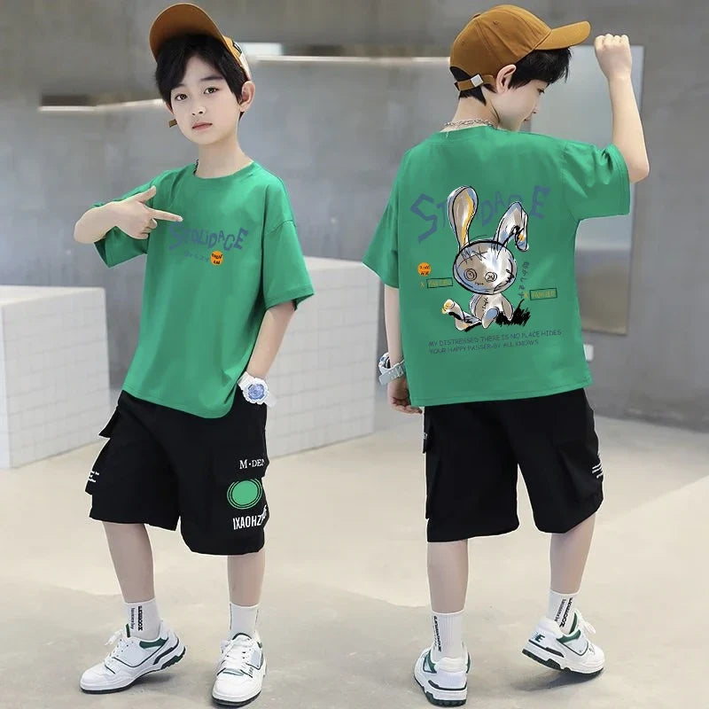 Summer Kids Clothes Short Sleeve T Shirts Boys Clothes Streetwear fashion Print Cartoon T Shirt 100%Cotton Tops Tees