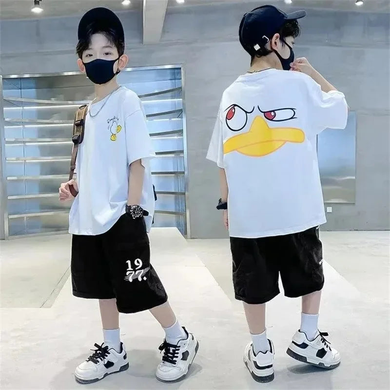 Summer Kids Clothes Streetwear Print Cartoon T Shirt Short Sleeve Baby Tops Tees Korean Boys Girls Clothes Y2k Cotton T