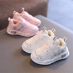 Autumn Winter Casual Shoes for Baby Boys Girls Plush Warm Kids Sneakers Solid Walking Shoes Toddler PU Leather Cotton Shoes