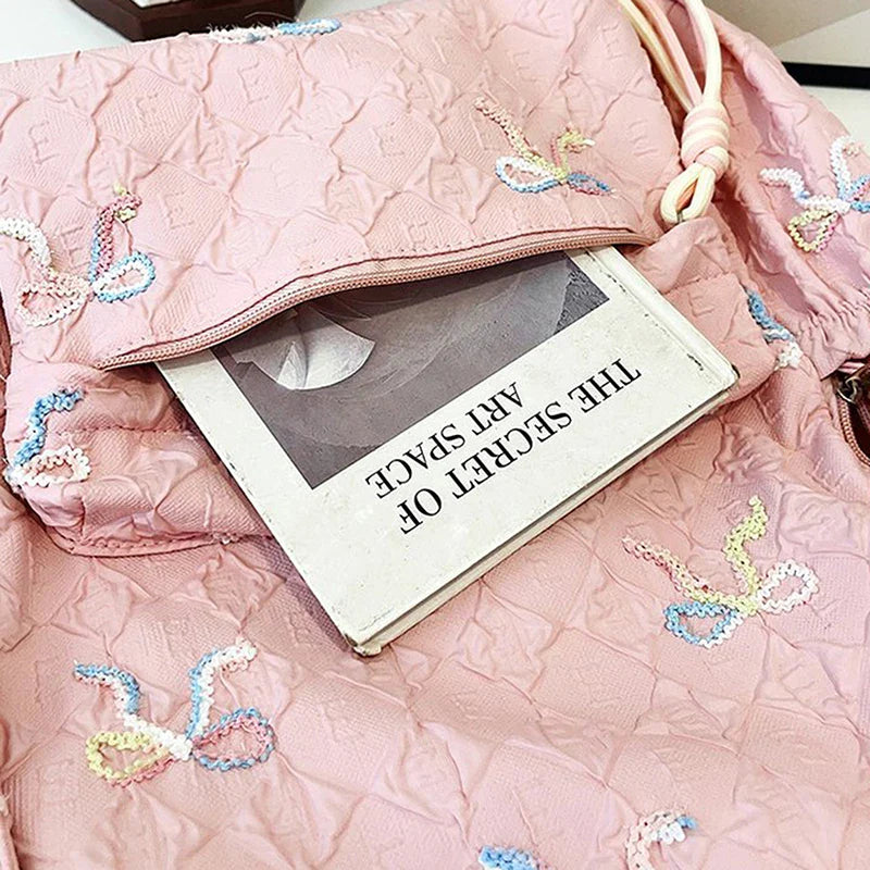 Versatile Junior High School Student Travel Laptop Backpack Cute Schoolbag Female Middle School Student Fashion Bowknot Backpack