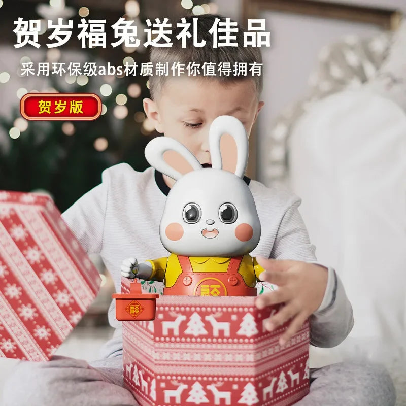 Electric Dancing Little Fu Rabbit TikTok Same Style Robot Light Music Children's Educational Luminous Toys