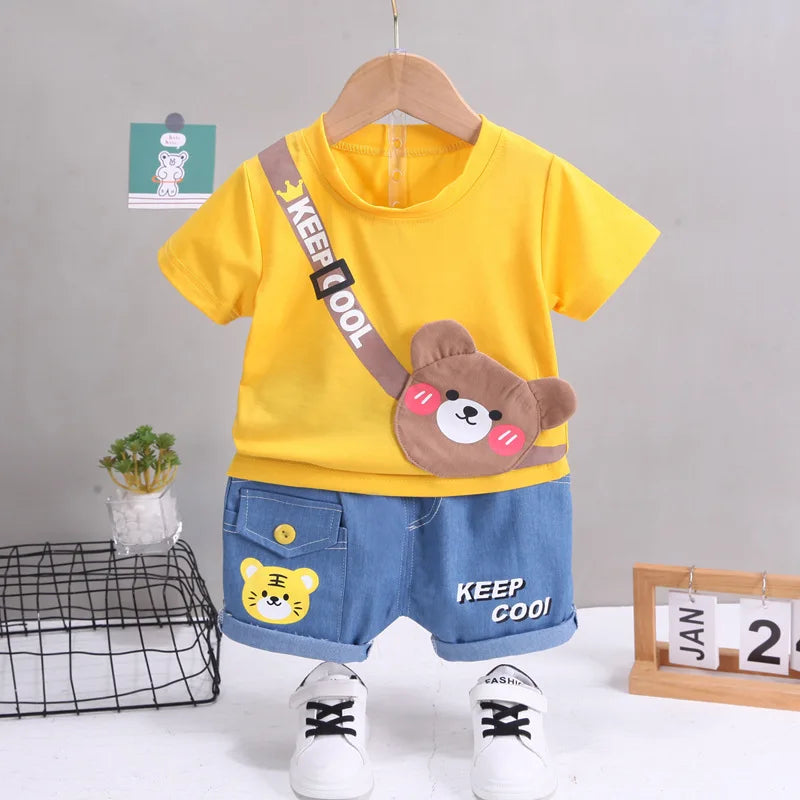 Summer Boys Clothing - Summer Baby Boys Clothing Sets Cartoon Bear Cotton T-Shirt + Shorts Suits for Baby Kids Tracksuits
