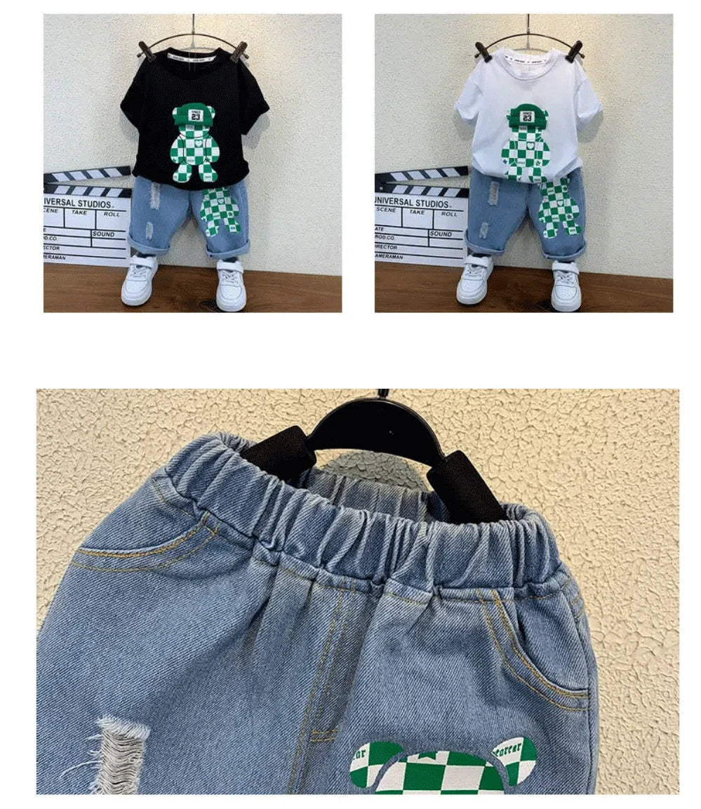 New Selling Summer Baby Boys Clothing Sets Tops bear T-shirt +Short Pants 2 Pieces Set Kids - Boys Summer & Party Dresses