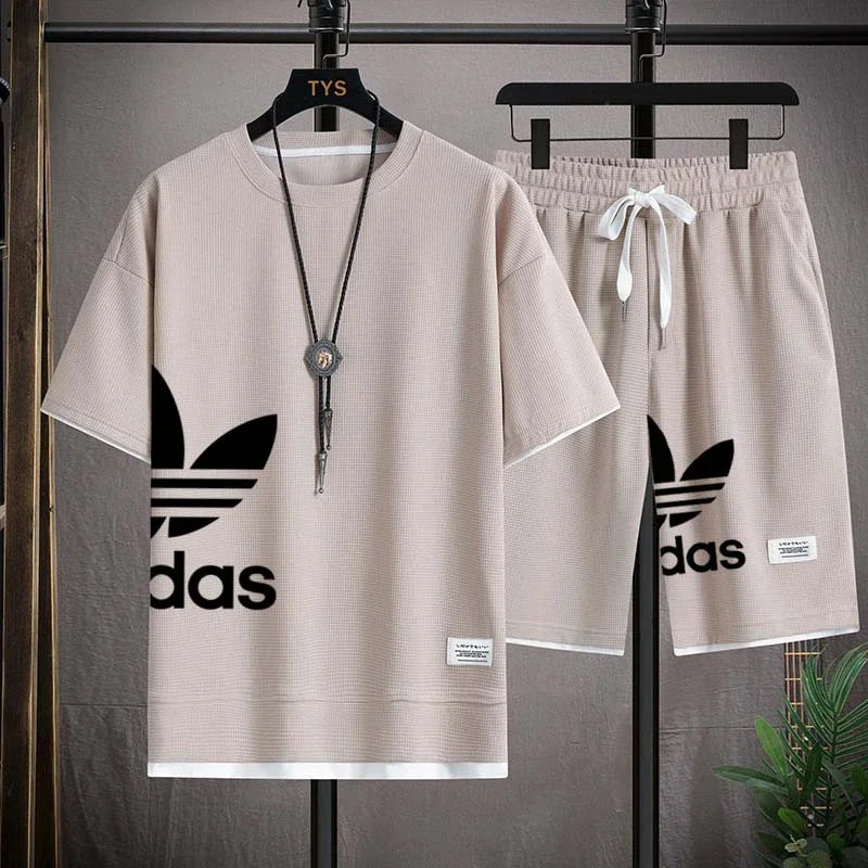 Summer New Men - Summer New Men's pullover sportswear Set, fashionable basketball men's casual short-sleeved T-shirt +