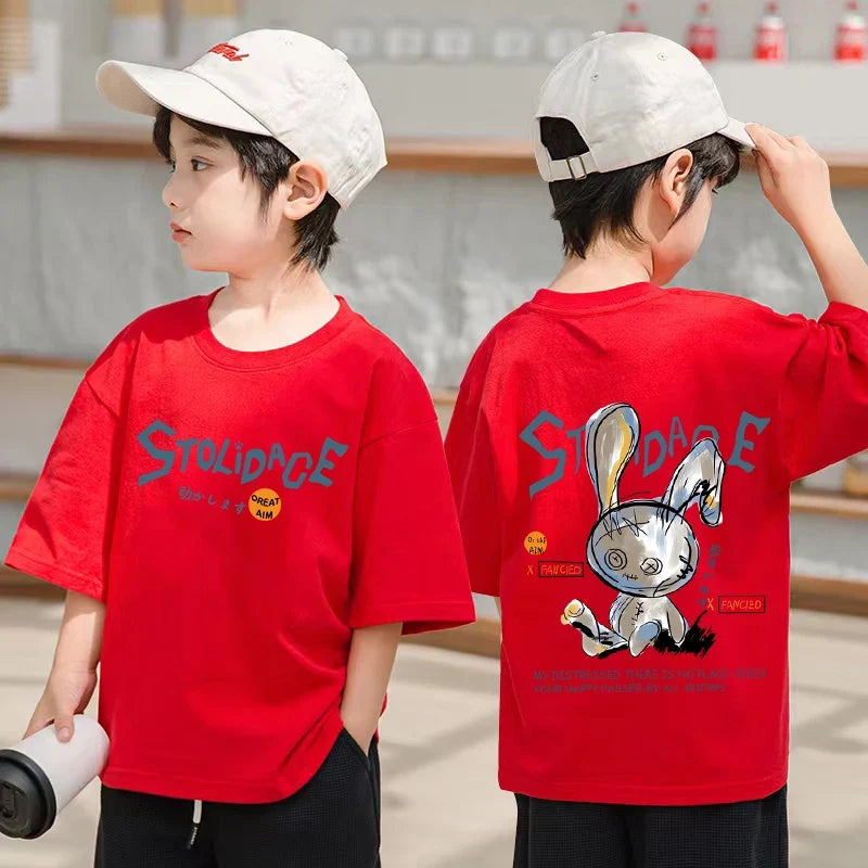 Summer Kids Clothes Short Sleeve T Shirts Boys Clothes Streetwear fashion Print Cartoon T Shirt 100%Cotton Tops Tees