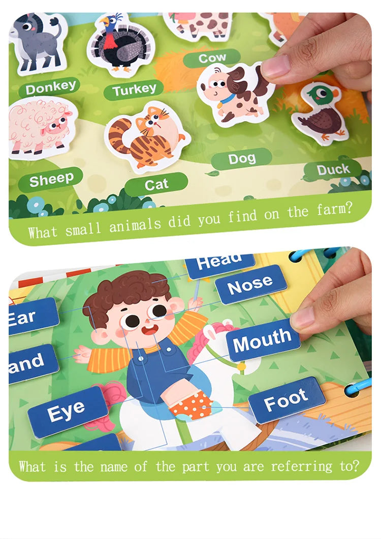 Early Education Puzzle Enlightenment Busy Book, Multiple Themes of Cognitive Tear-Off Toy Book, Early Development of Concentration and Hand-Eye Coordination