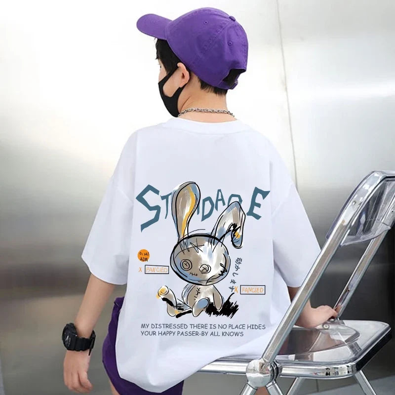 Summer Kids Clothes Short Sleeve T Shirts Boys Clothes Streetwear fashion Print Cartoon T Shirt 100%Cotton Tops Tees