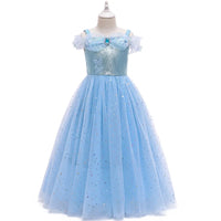 Birthday Party Princess Dress Girl Summer Girl Halloween Carnival Cosplay Elsa Costume Holiday Party Dreamy Sequin Fancy Gown