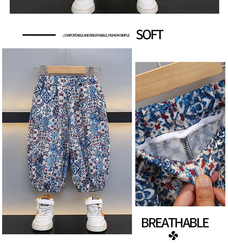 Boys Summer Hollow out Vest Set Breathable Me Svel Long Pants Two Piece Suit Teen Casual Sportswear Cotton Blend orts - Boys