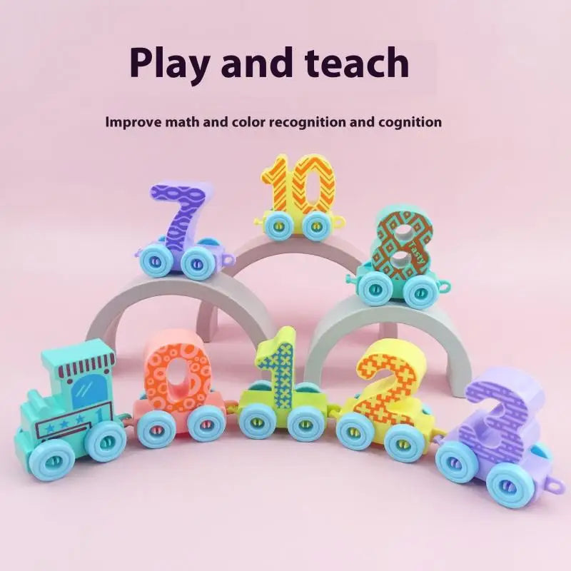 6/12PCS Montessori Children's Assembly Educational Toys Magnetic Digital Train Colorful Cognition Plastic Toy Learning Car