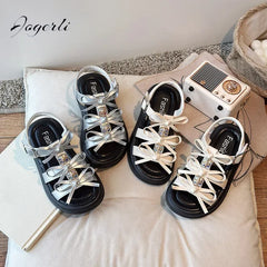 Summer Children's Princess Shoes Girls Sandals New Fashion Bow Beach Shoes Casual Slipper Size 23-36