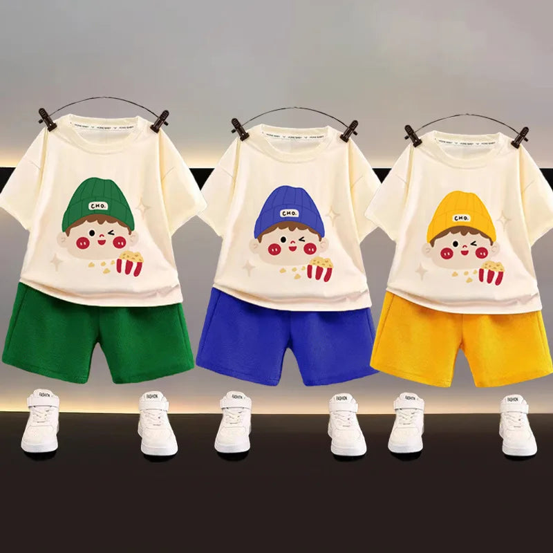 Fashion Spotrs Clothing Sets For Children Tracksuit Short Sleeve T-shirts + Shorts 2pcs Suit Kids Baby Clothes Toddler