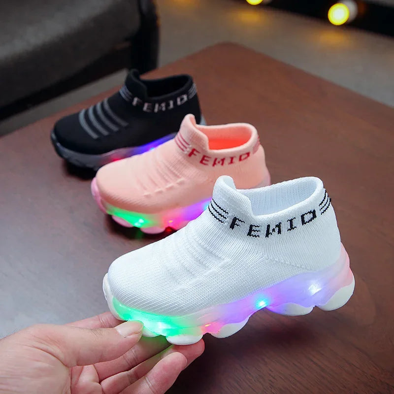 Kids Casual Sneaker Kids Shoes for Girl  LED Light Shoes Sports Shoes Luminous Socks Shoes Cozy Young Children Boys Shoes Tennis