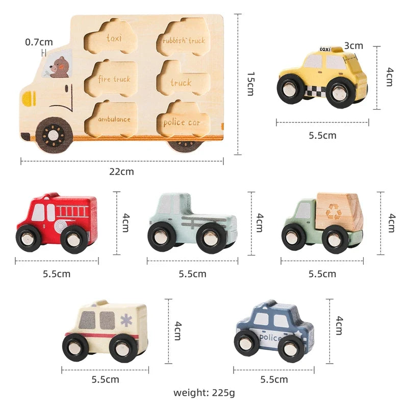 Wooden Puzzle Toys Baby Montessori Building Block Learning Education Toys Newborn Cartoon Car Block Matching Game Children Gifts