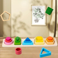 Geometric Shape Sorting Stacking ntelligence development blocks, wooden early education matching toys, color, shape cognition