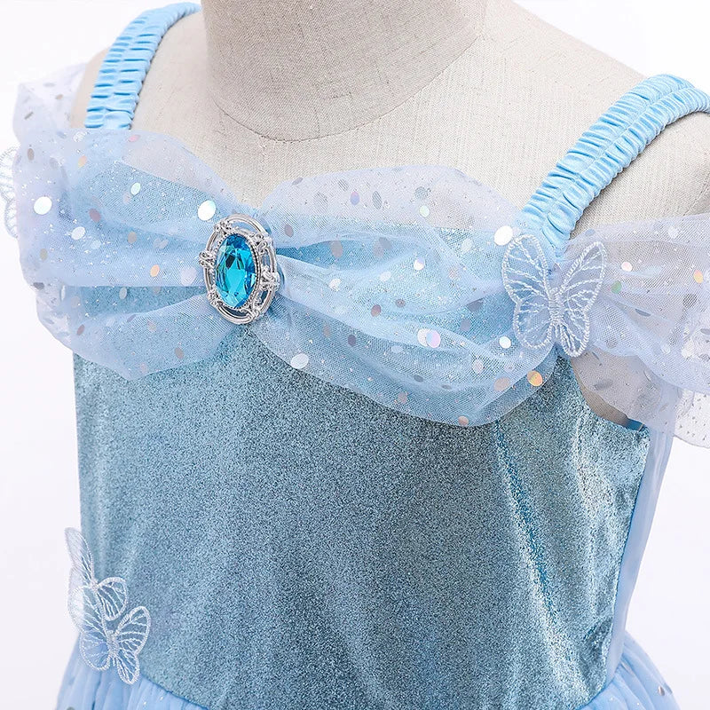 Birthday Party Princess Dress Girl Summer Girl Halloween Carnival Cosplay Elsa Costume Holiday Party Dreamy Sequin Fancy Gown