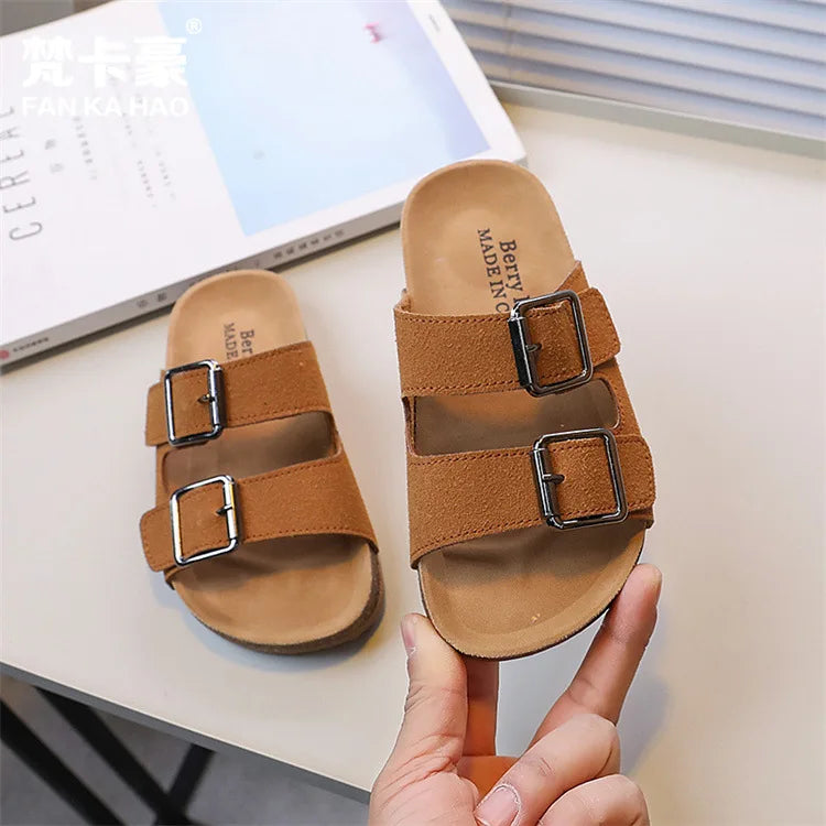 Boken Shoes Boys' Cork Sandals Summer New Style Children's Indoor and Outdoor Sandals Comfortable Shoes