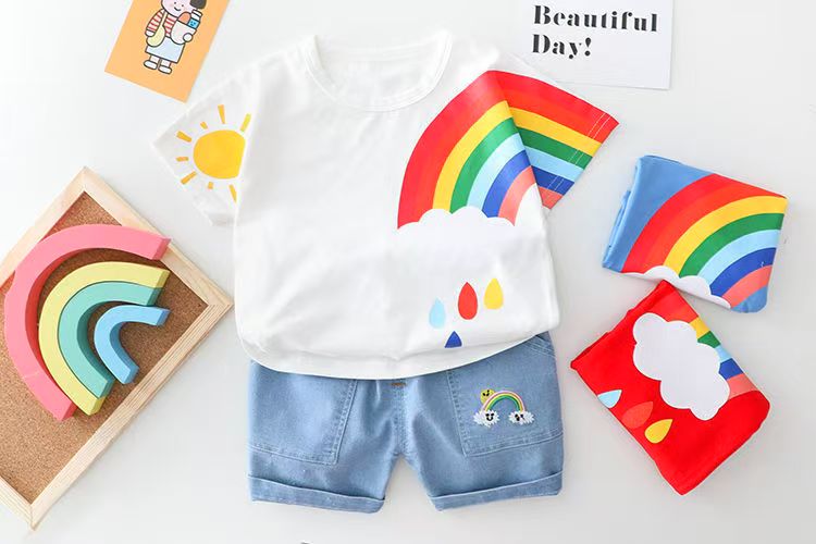 Baby Rainbow Dress Bangladesh | Original Imported Cute Baby Party Dress - T-shirt Set - Baby's World (view 4)