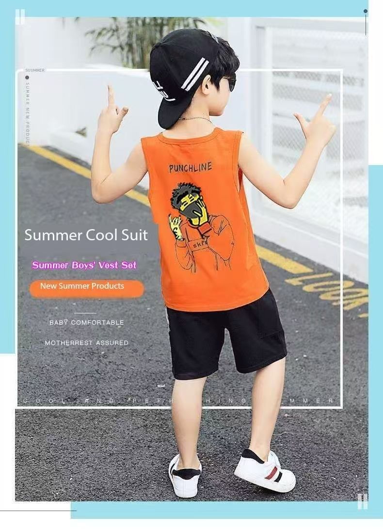 Boy Fashion Summer Dress Set Bangladesh | Original Imported Lightweight Kids Outfit Set - T-shirt Set - Baby's World (view 5)