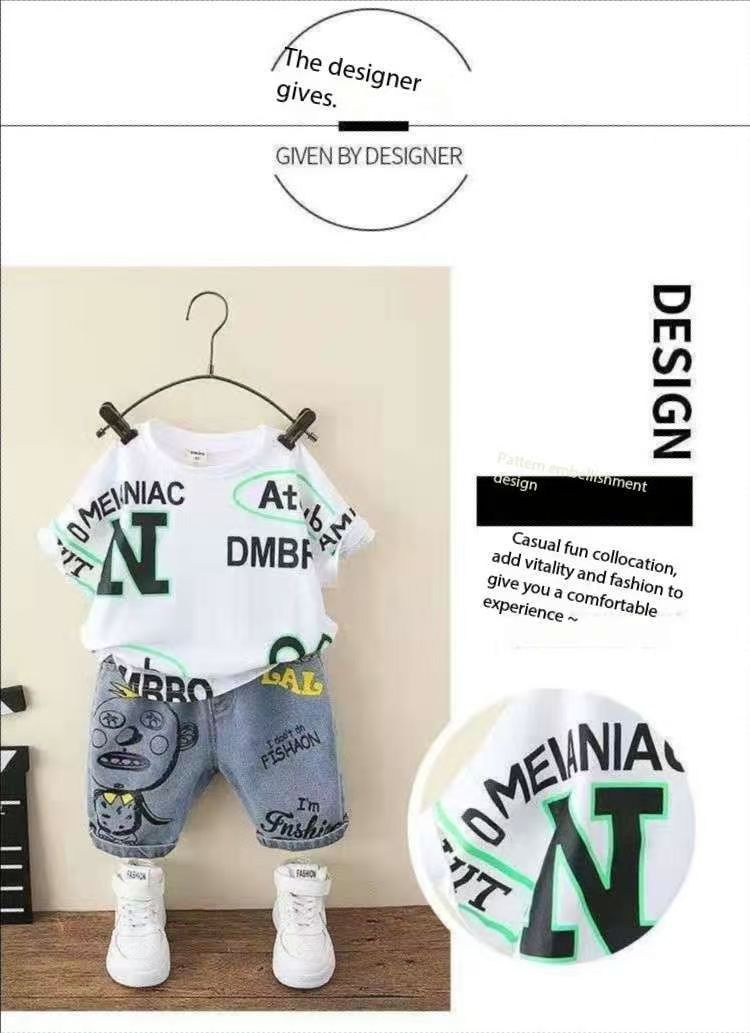 Boys Summer Clothes Handsome Children's Clothing Boys Suits - T-shirt Set - Baby's World (view 5)