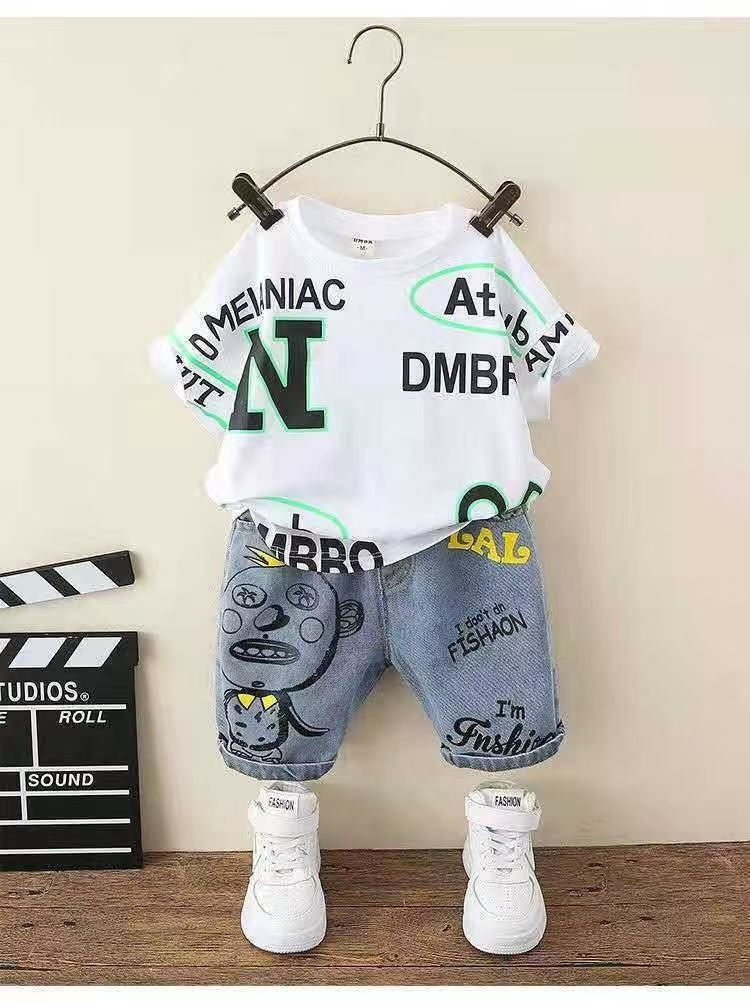 Boys Summer Clothes Handsome Children's Clothing Boys Suits - T-shirt Set - Baby's World (view 4)