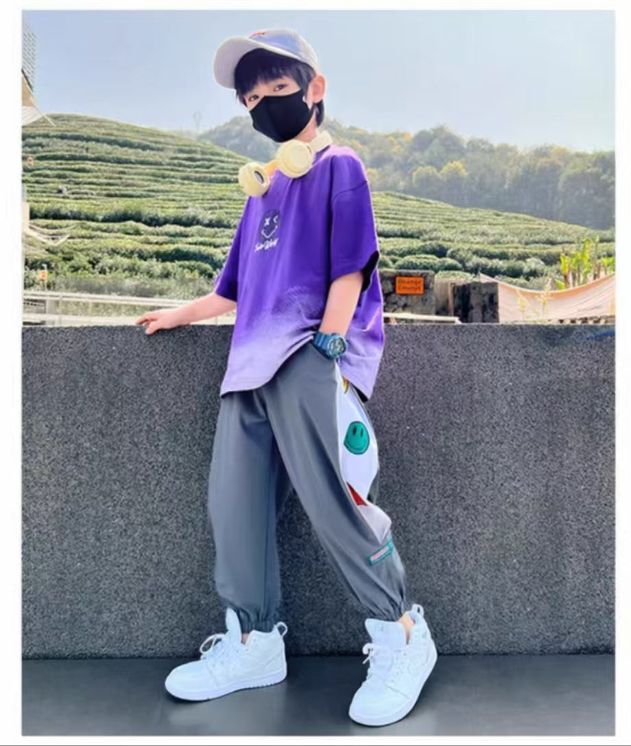 Children Sports Thin - Children's Sports Thin Summer Style Cool And Handsome Fashion - T-shirt Set - Baby's World (view 3)