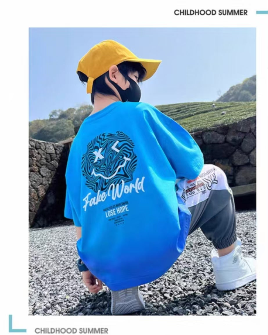 Children Sports Thin - Children's Sports Thin Summer Style Cool And Handsome Fashion - T-shirt Set - Baby's World (view 4)