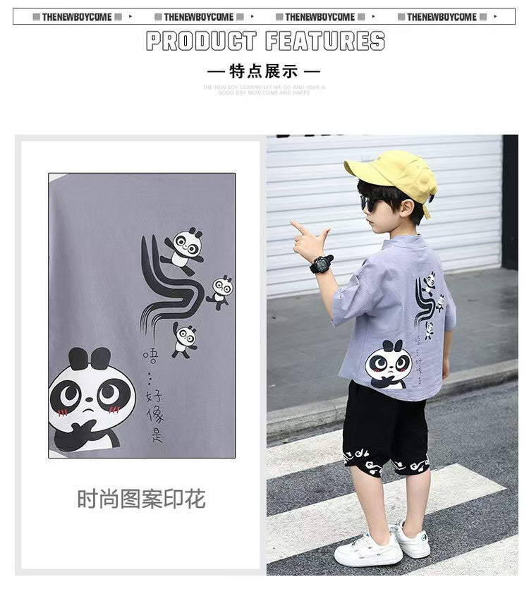 Children Summer Clothes - Children's Summer Clothes National Style Tang Suit - T-shirt Set - Baby's World (view 10)