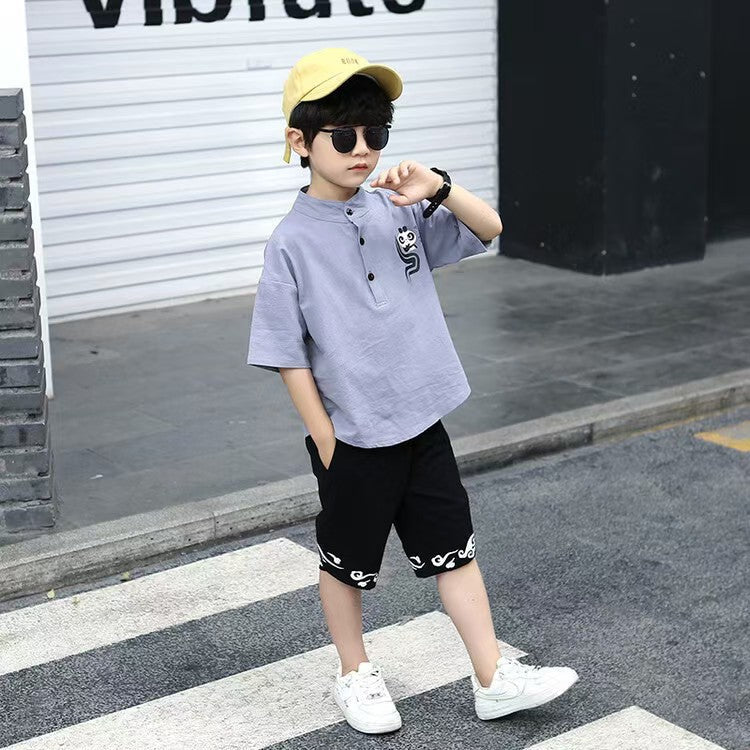 Children Summer Clothes - Children's Summer Clothes National Style Tang Suit - T-shirt Set - Baby's World (view 11)