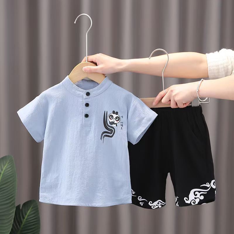 Children Summer Clothes - Children's Summer Clothes National Style Tang Suit - T-shirt Set - Baby's World (view 12)