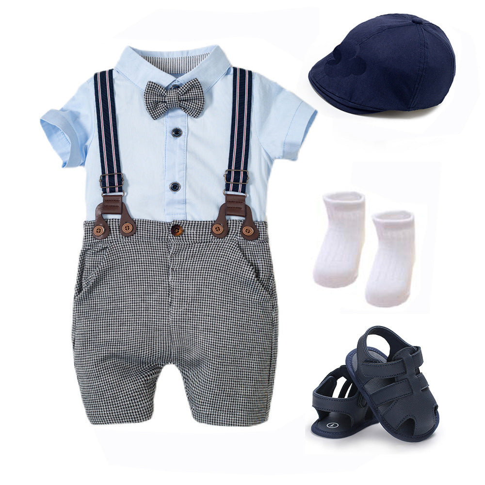 Boys Suit Romper - Boys Baby Suit Romper Short-sleeved Jumpsuit Overalls - Boys Clothing - Baby's World (view 4)