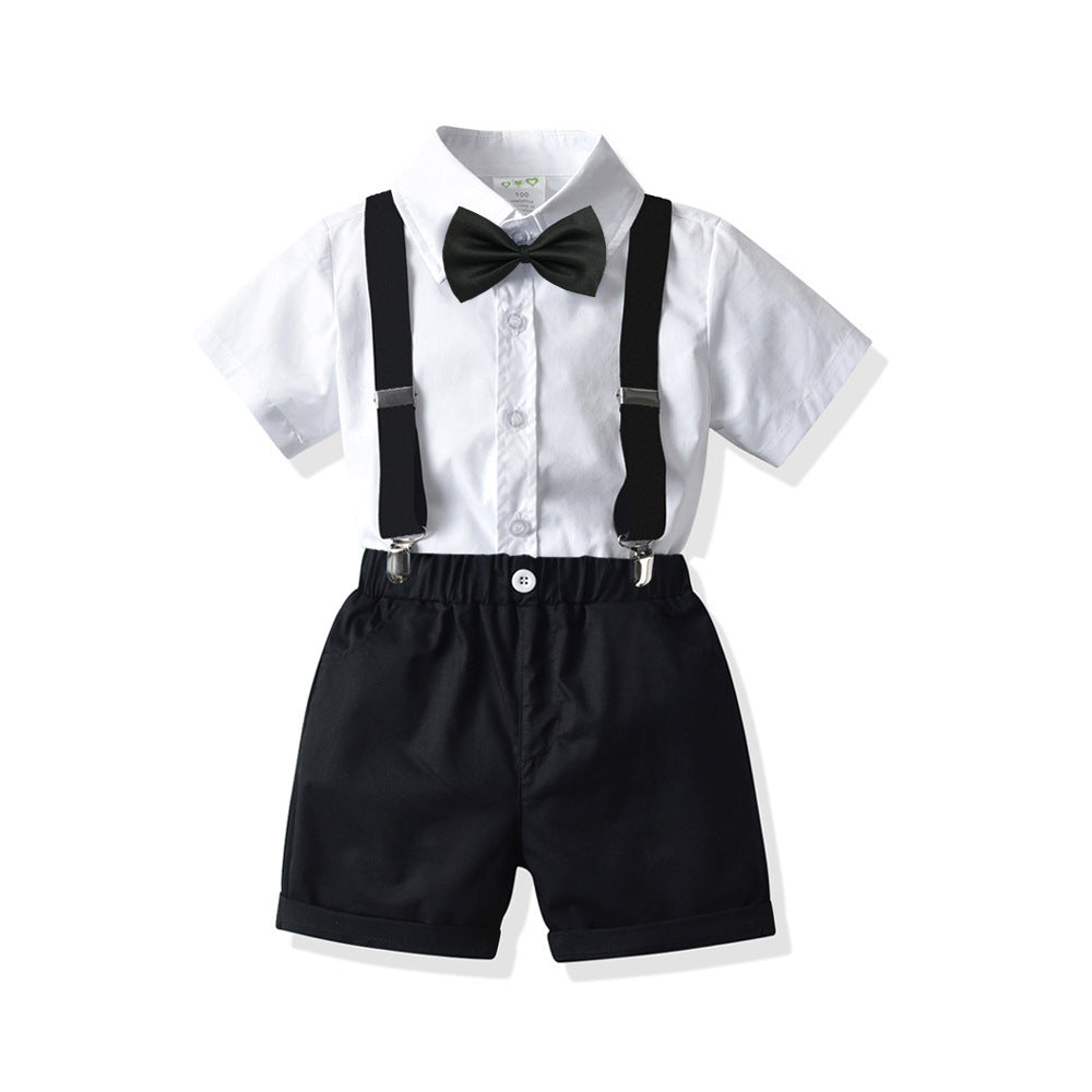 Boys White Short - Boys' White Short-sleeved Shirt Suspender Shorts - Boys & Kids dresses - Baby's World (view 5)