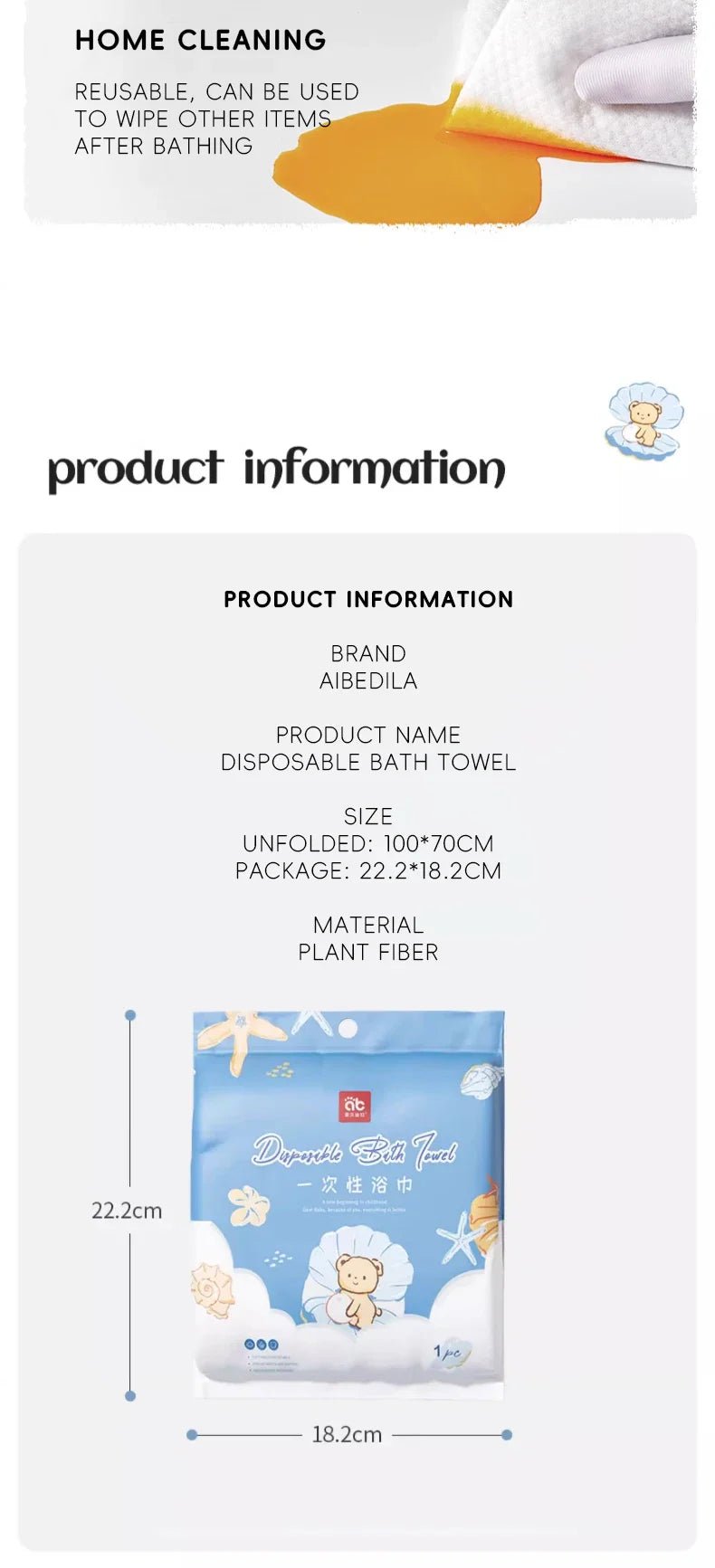 AIBEDILA Disposable Bath Towel Baby Bath Towel Skin-friendly Thick Bath Towel Face Travel Portable Face Towel Highly Absorbent - BaBy's World