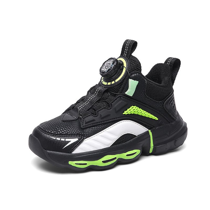Autumn And Winter Non-slip Outdoor New Rotating Buckle Children's Waterproof Leather Basketball Shoes - BaBy's World