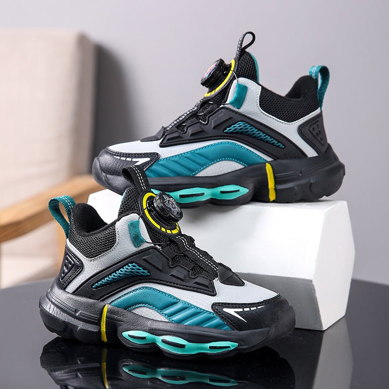 Autumn And Winter Non-slip Outdoor New Rotating Buckle Children's Waterproof Leather Basketball Shoes - BaBy's World