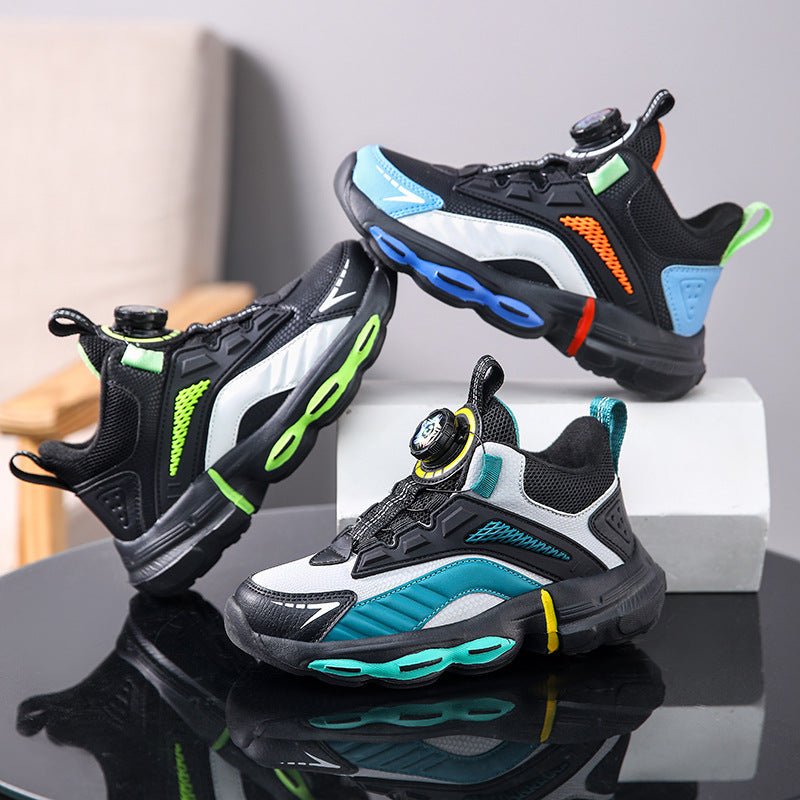 Autumn And Winter Non-slip Outdoor New Rotating Buckle Children's Waterproof Leather Basketball Shoes - BaBy's World