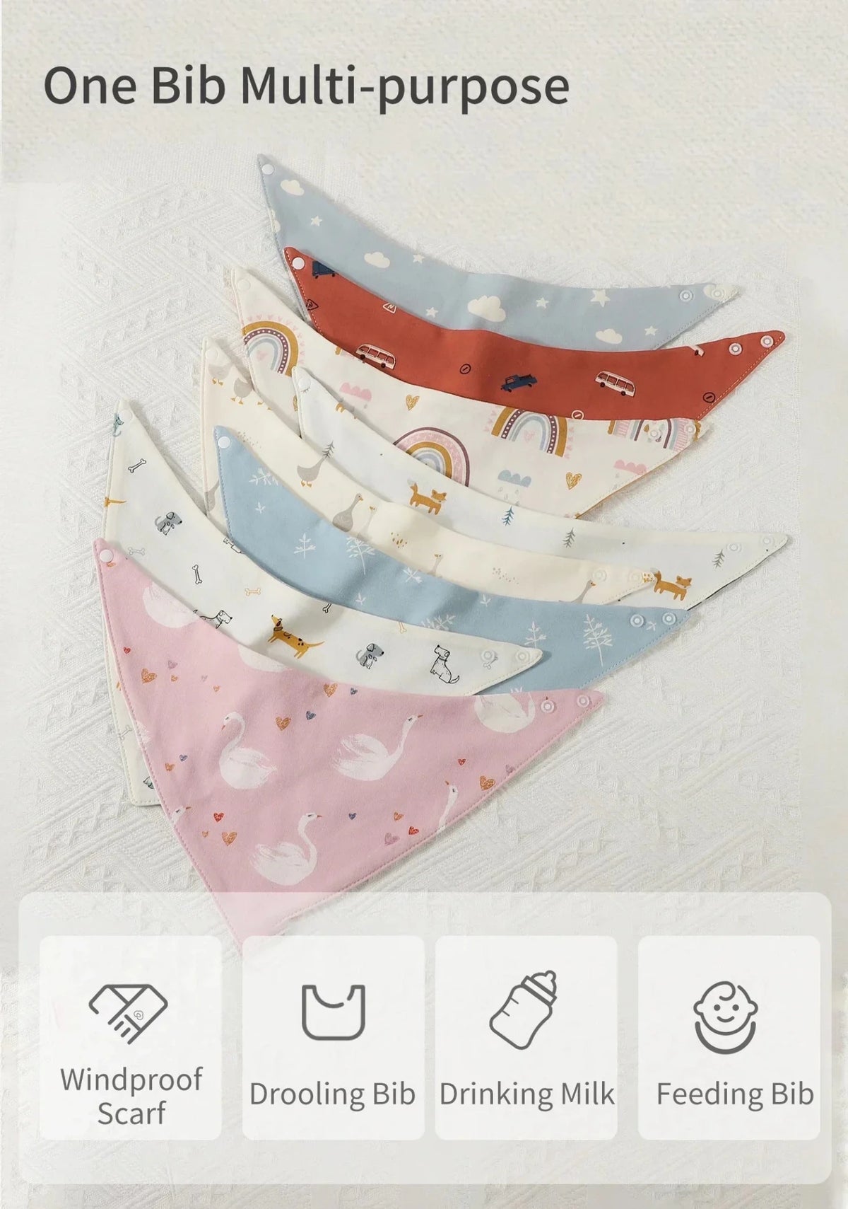 Baby Bib bib Bibs Skin-friendly Infant Soft Saliva Towel Triangular Type Kids Handkerchief 100% Cotton Double-sided Printed 3-8Y - BaBy's World
