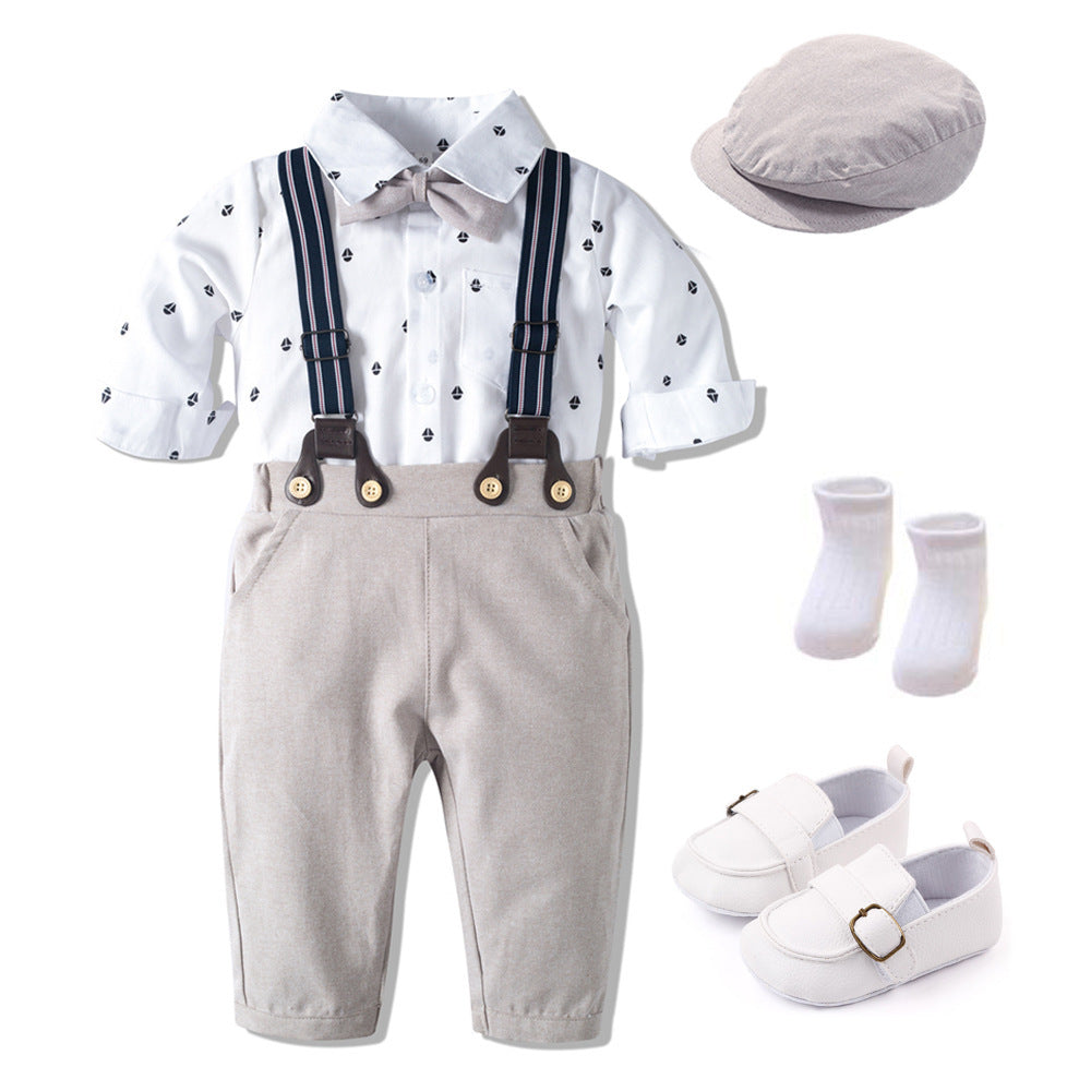 Boys Suit Romper - Boys Baby Suit Romper Short-sleeved Jumpsuit Overalls - Boys Clothing - Baby's World (view 7)