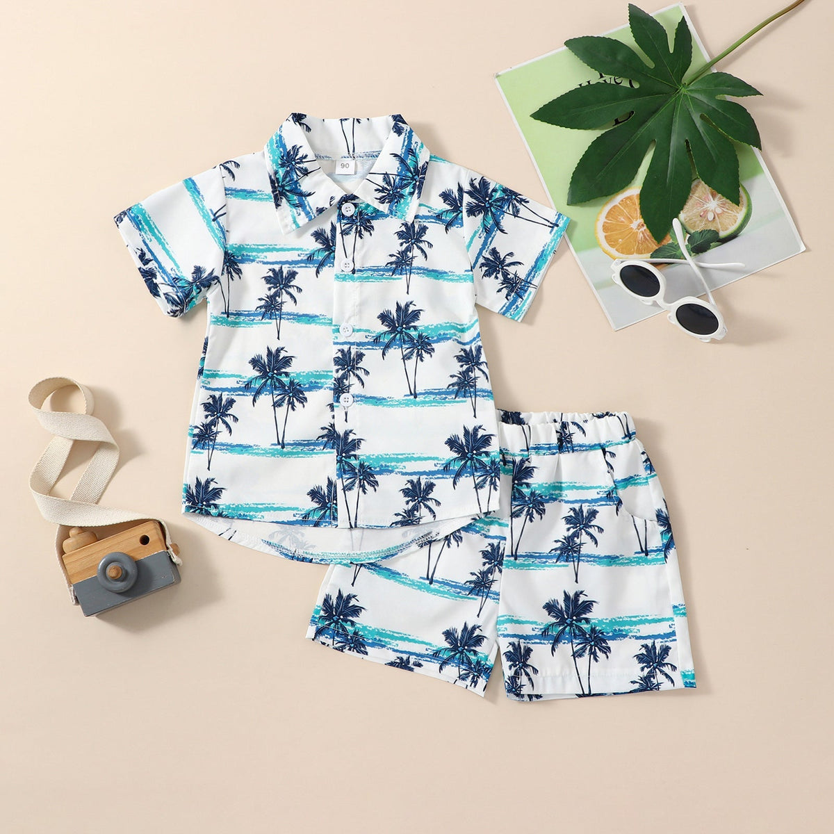 Boys Hawaiian Summer Outfit – Printed Shirt & Shorts Set - Boys Summer & Party Dresses - Baby's World (view 4)
