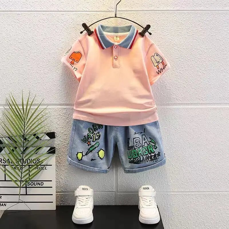 Boys Summer Outfit - Boys Summer Outfit T-Shirt and Jeans Korean Polo Fashion Casual Clothing Korean Reviews Top Toddler