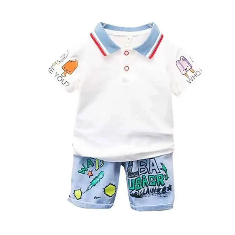 Boys Summer Outfit - Boys Summer Outfit T-Shirt and Jeans Korean Polo Fashion Casual Clothing Korean Reviews Top Toddler