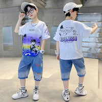 Boys Casual Cartoon Gradient T-shirt jeans | Baby's World Bangladesh